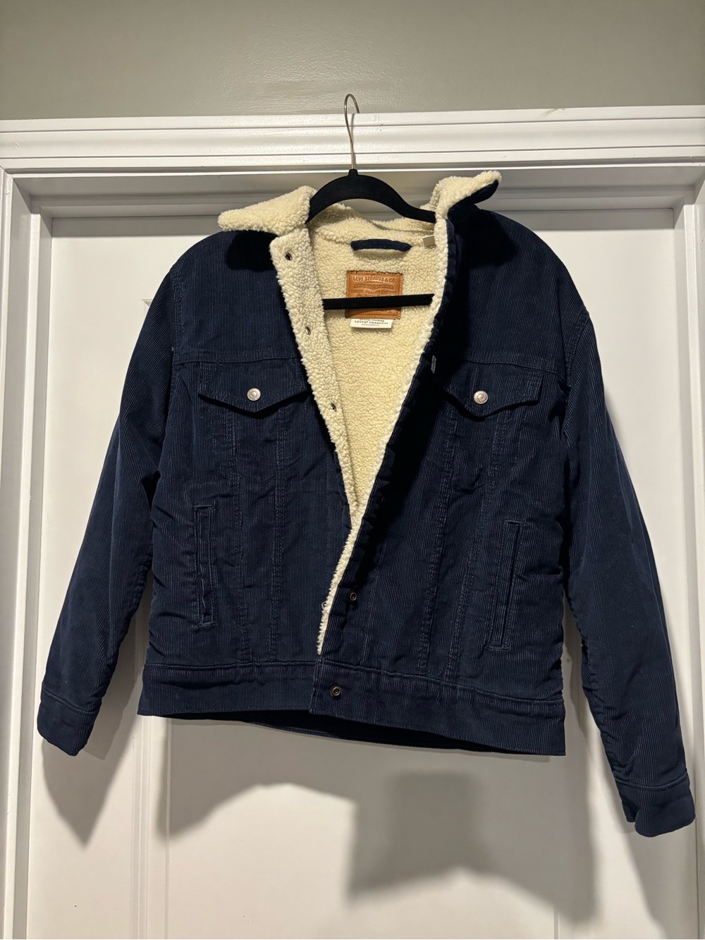 Levi’s Sherpa Corduroy Trucker Jacket Women’s S Blue Fleece Lined